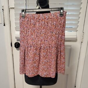 Sanctuary Floral Mini Skirt in Pink and Orange